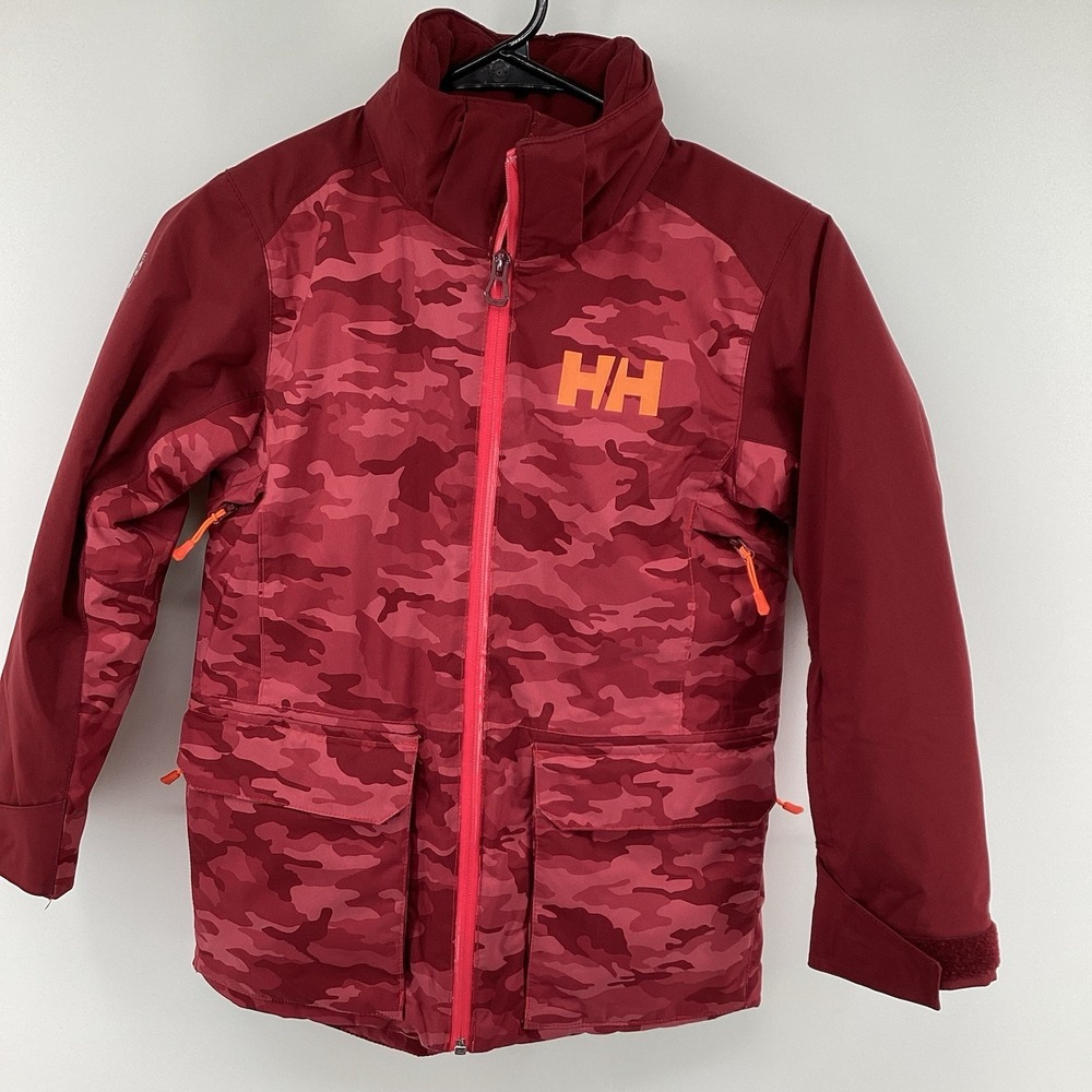 Kids Helly Hansen Jr Skyhigh Insulated Ski/snowboard Jacket Red Camo 8/128